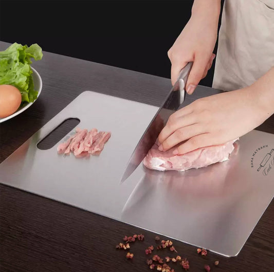 Stainless Steel Chopping Board for Hygienic and Clean Kitchen Chopping, Butcher Block Double Sided, for Meat, Veggies, Fruits Cutting Experience